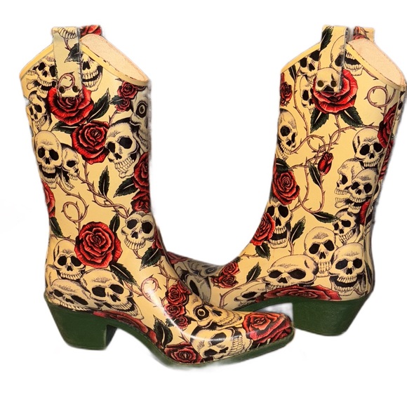 Nomad Dia De Los Muertos  Pointed Snip Toe Rain/ Cowboy Boots - Picture 3 of 12